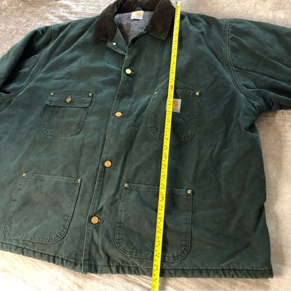 Vintage Carhartt Men’s blanket lined outdoor coat green size 2X 3X chore work - Picture 6 of 16